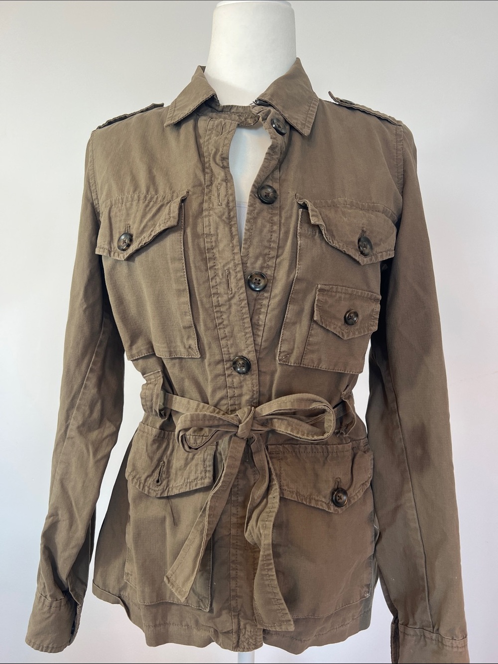 Gap Women's Olive Utility Jacket with Waist Tie